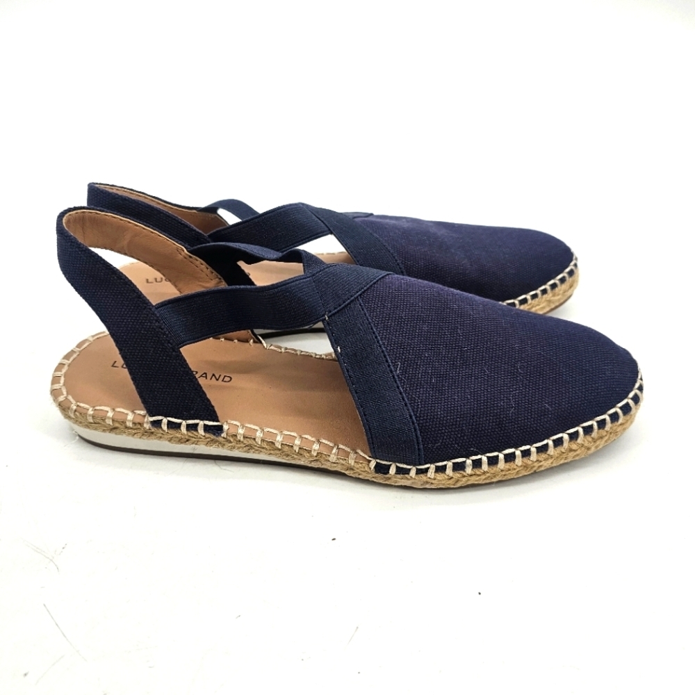 Lucky Brand Navy Canvas Espadrille Slingback Flats